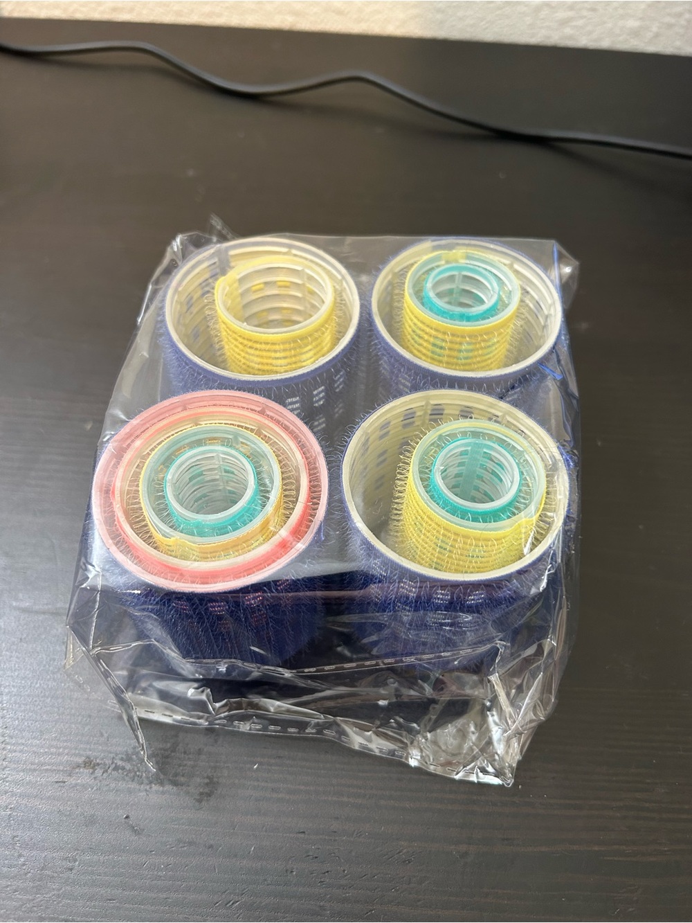 Reusable Self-Adhesive Hair Rollers in Blue with Pastel Accents